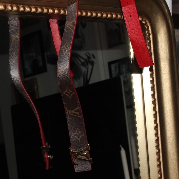 Louis Vuitton LV Initials Red and Brown Logo Reversible Belt With Monogram 30mm - Picture 2 of 6